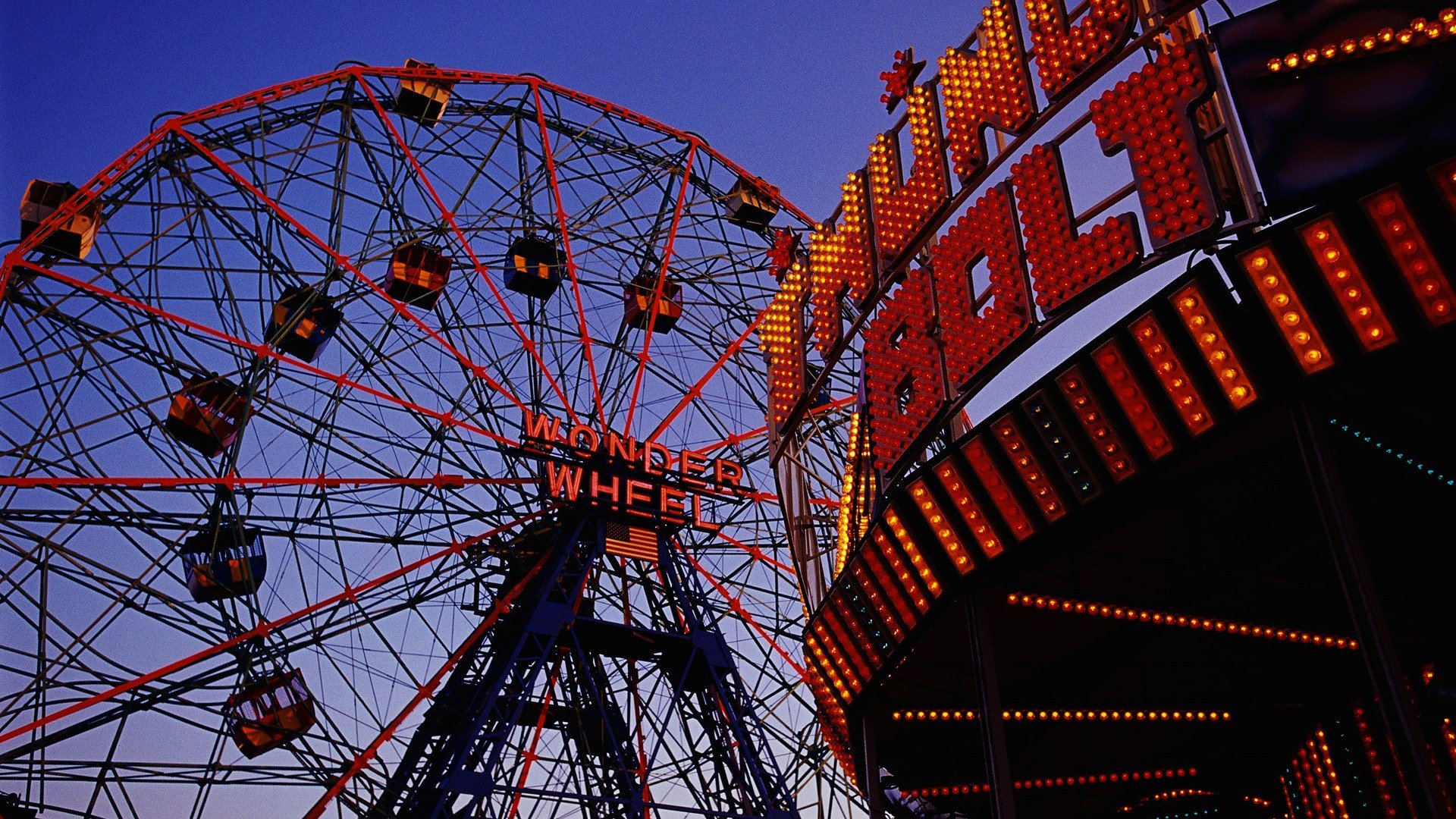 wonder, Bolt, Ferris, Wheels, Brooklyn, Coney, Island Wallpaper