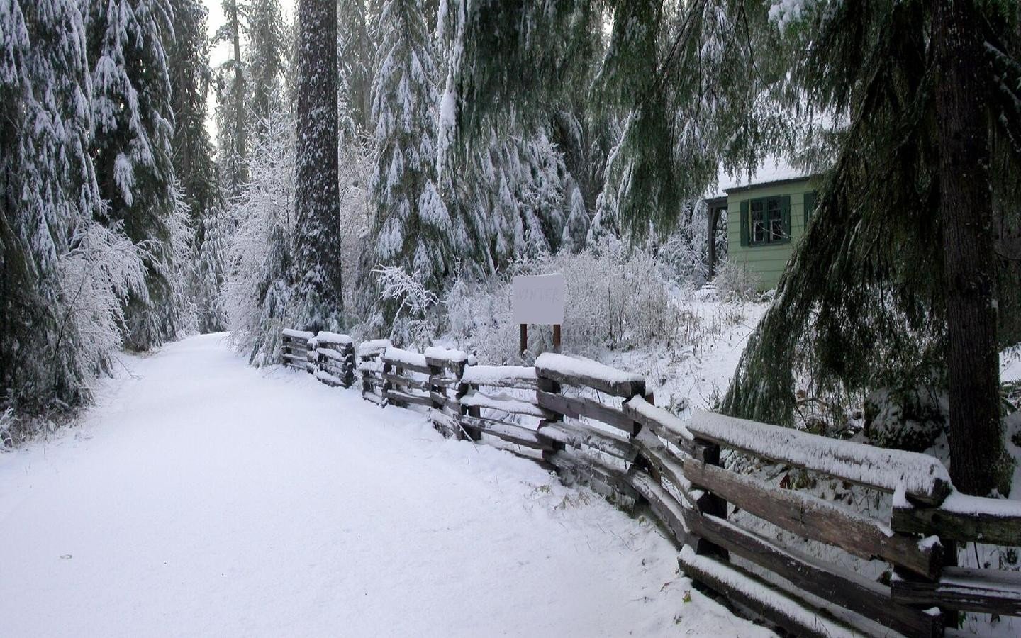 winter, Snow, Fences, Cabin Wallpaper