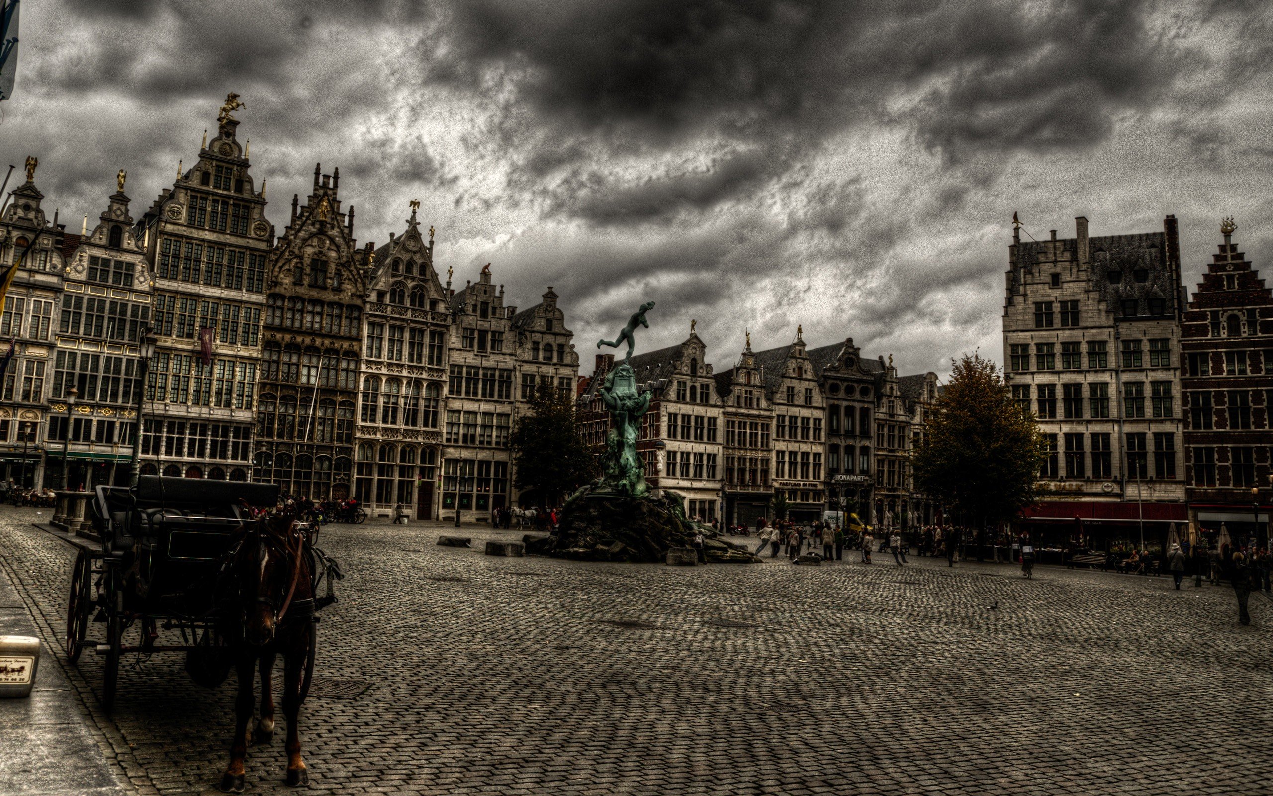 clouds, Cityscapes, Statues, Hdr, Photography, Antwerp, Brabo Wallpaper