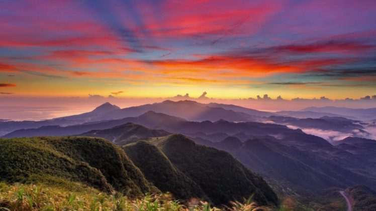 sunset, Mountains, Clouds, Landscapes, Nature, Hills HD Wallpaper Desktop Background
