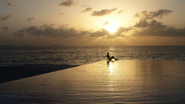 clouds, Infinity, Pools, Sea HD Wallpaper Desktop Background