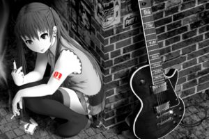 tattoos, Smoking, Black, And, White, Vocaloid, Hatsune, Miku, Smoke, Tie, Skirts, Long, Hair, Rings, Tongue, Pierci, Art, Tattoos, Hd, Wallpaper, Guitars, Sadic, Anime, Manga, Music, Humor, Funny, Bricks, Art, Wo