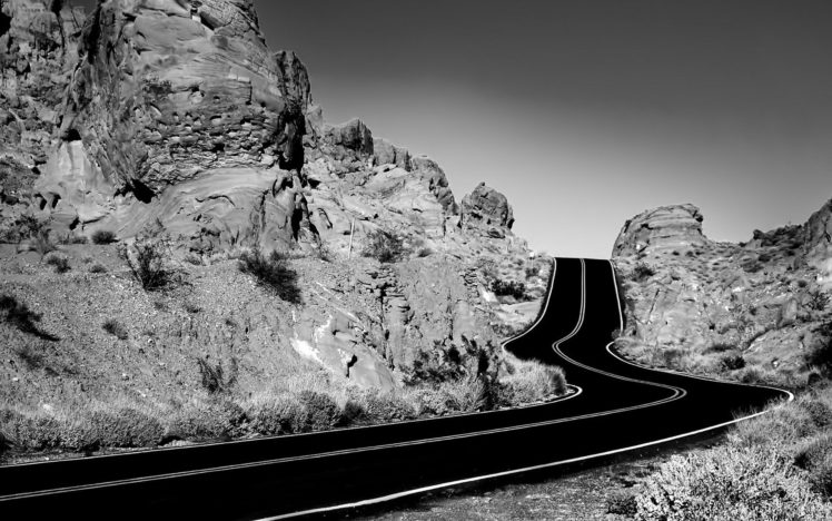 deserts, Roads, Monochrome HD Wallpaper Desktop Background