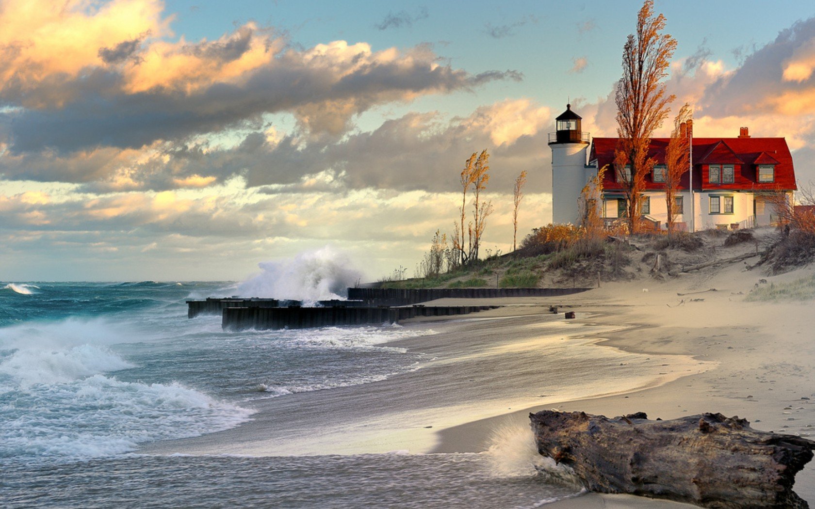 water, Clouds, Landscapes, Lighthouses, Beaches Wallpaper