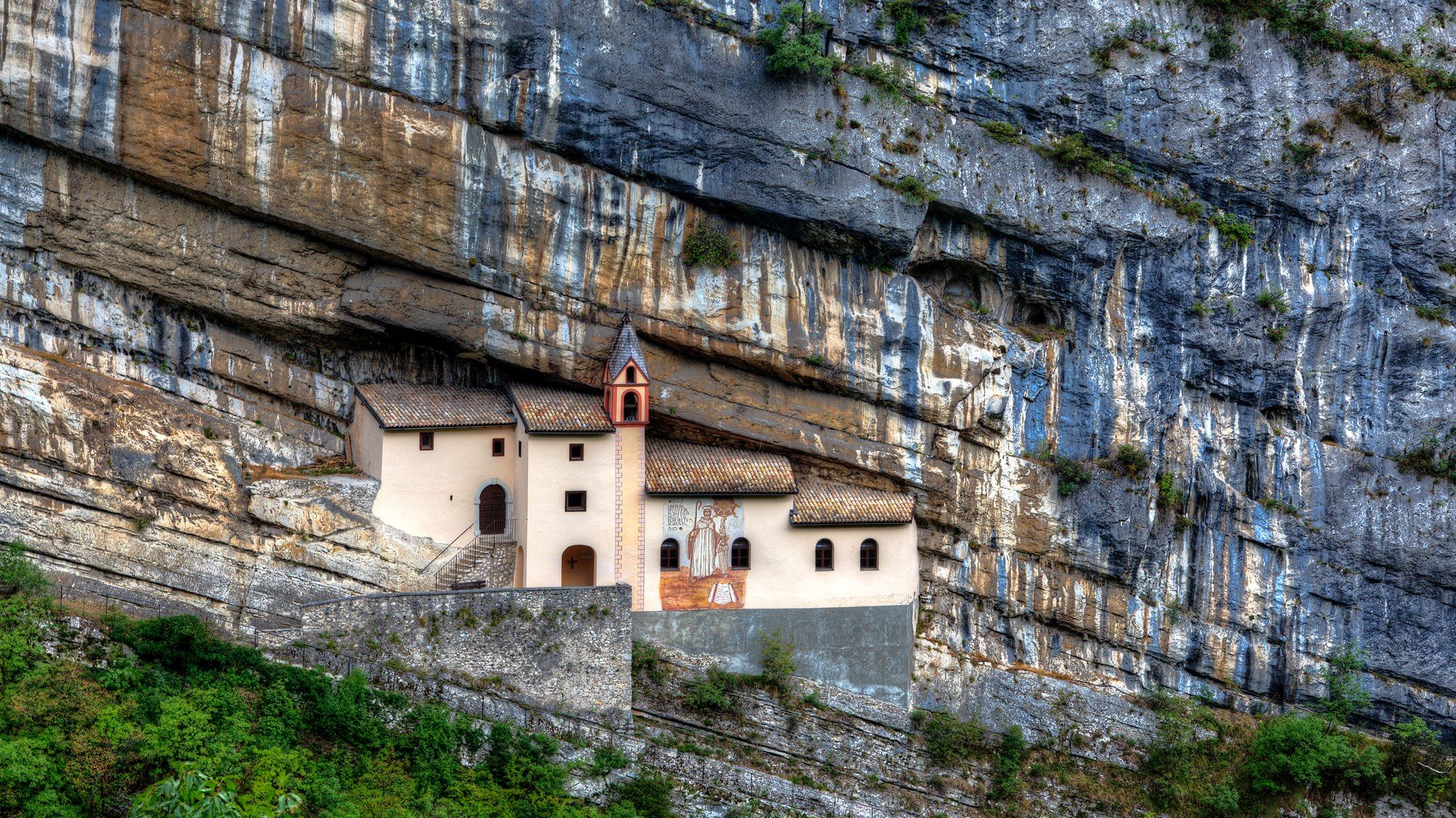 mountains, Landscapes, Cliffs, Churches Wallpaper