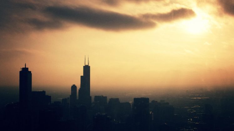 sunset, Cityscapes, Chicago, Buildings, Evening HD Wallpaper Desktop Background