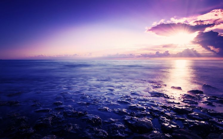 sunset, Ocean, Clouds, Landscapes, Waterscapes, Photo, Filters HD Wallpaper Desktop Background