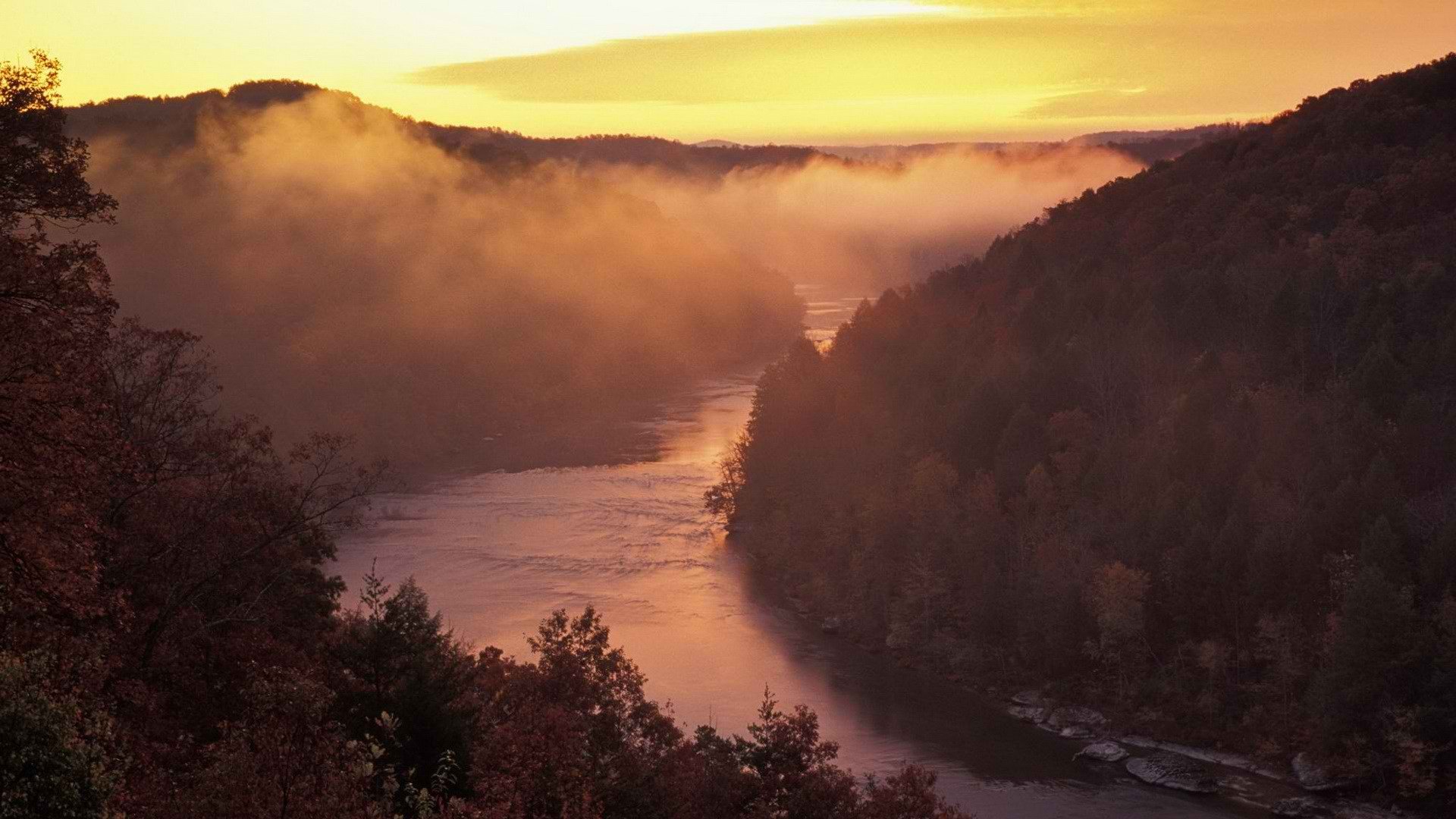 sunrise, Rivers Wallpaper