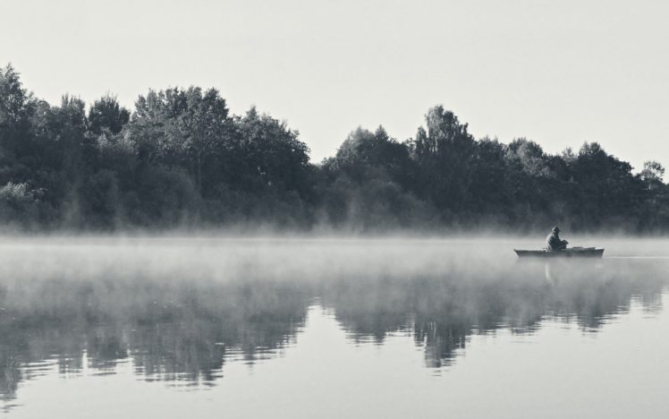 black, And, White, Landscapes, Nature, Fog, Morning HD Wallpaper Desktop Background