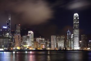 hong, Kong, World, Cities, Architecture, Buildings, Skyscrapers, Window, Glass, Steel, Metal, Skyline, Cityscape, Night, Lights, Sky, Clouds, Hdr, Rivers, Bay, Marina, Water, Reflections, Bridges, Scenic