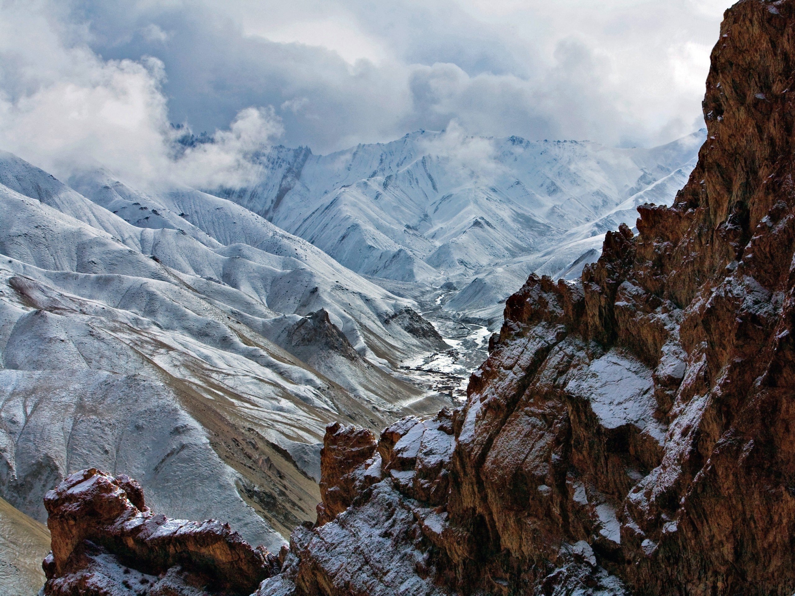 mountains, Snow Wallpaper