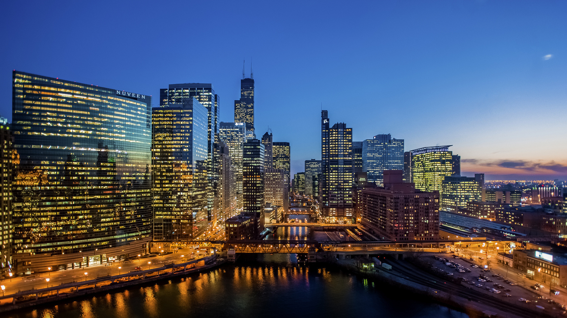 chicago, World, Cities, Architecture, Buildings, Skyscrapers, Wondow, Lights, Night, Hdr, Marina, Harbor, Water, Reflection, Sky, Sunset, Sunrise Wallpaper