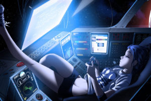 vashperado, Deviantart, Com, Anime, Manga, Cockpit, Tech, Mech, Spaceship, Spacecraft, Screen, Controls, Computer, Sci, Fi, Science, Fiction, Space, Window, Planets, Glass, Women, Females, Girls, Babes, Sexy, Sen