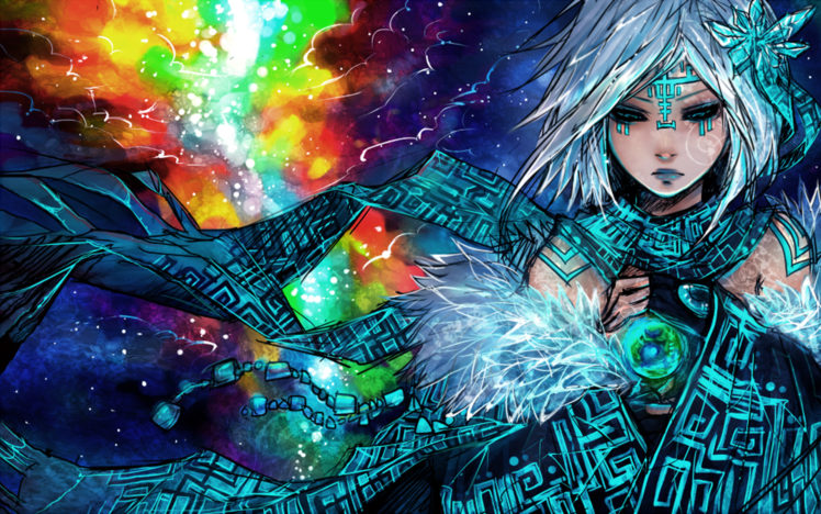 anime, Original, Sci, Fi, Science, Fiction, Space, Nebula, Stars, Color, Women, Females, Girls, Art, Artistic HD Wallpaper Desktop Background