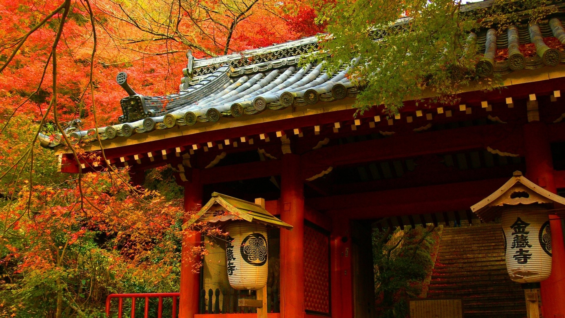 japanese, Asian, Oriental, Architecture, Buildings, Houses, Wood, Teak, Artistic, Roof, Tiles, Nature, Trees, Forest, Autumn, Fall, Seasons, Leaves, Color Wallpaper
