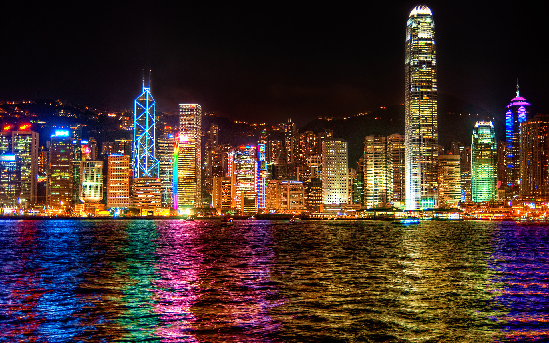 world, Cities, Architecture, Buildings, Structure, Skyscrapers, Window, Lights, Color, Hdr, Signs, Neon, Sound, Bay, Water, Reflection, Marina Wallpaper