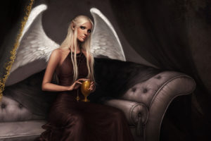 fantasy, Angels, Wings, Feathers, Elf, Elves, Women, Females, Girls, Blondes, Art, Artistic, Paintings