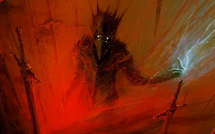 paintings, Red, Berserk, Fantasy, Art, Science, Fiction, Artwork, Swords, Demon, Hell, Swords, Dark, Horror, Scary, Creepy, Spooky HD Wallpaper Desktop Background