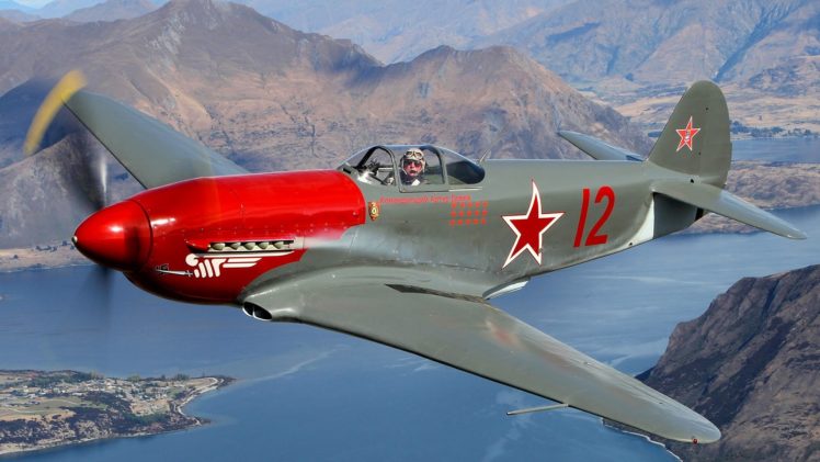 yakovlev, Yak 3, Soviet, Fighter, Aircraft, World, War, Ii, Military, Airplane, Pilot, People, Men, Males, Color, Contrast, Flight, Fly, Lakes, Rivers, Landscapes, Mountains, Wings HD Wallpaper Desktop Background