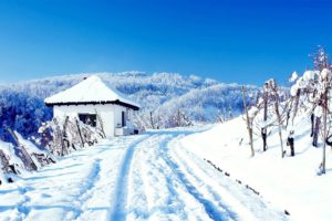 landscapes, Nature, Winter, Snow, Skylines, Houses, Roads