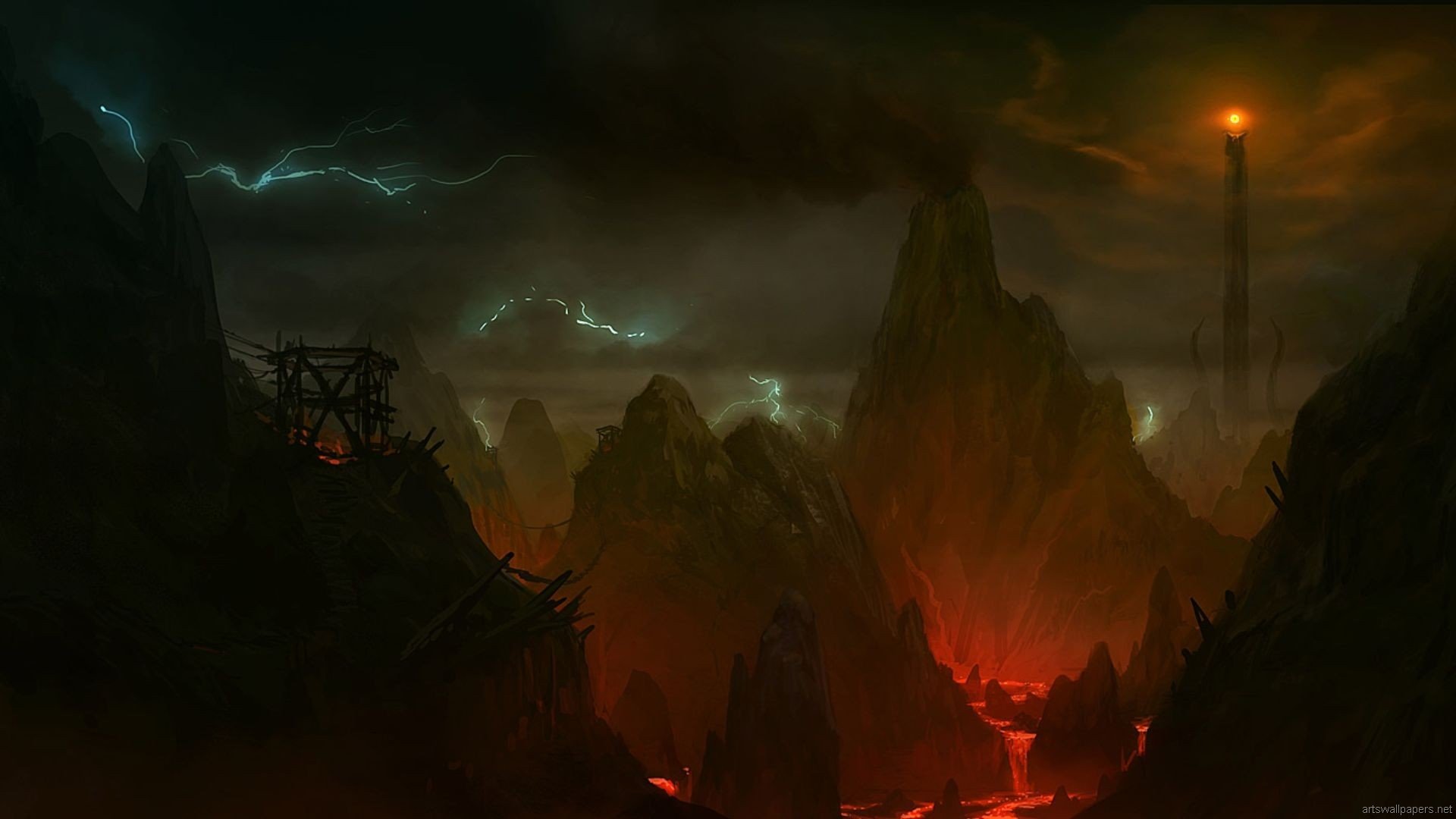 lava, Sauron, The, Lord, Of, The, Rings, Fantasy, Art, Mordor, Artwork, Middle earth, Fictional, Landscapes, Barad, Dur Wallpaper