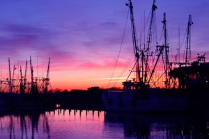 vehicles, Boat, Ship, Fishing, Crane, Harbor, Waterway, Sound, Bay, Sunset, Sunrise, Sky, Clouds, Color, Nature, Mech
