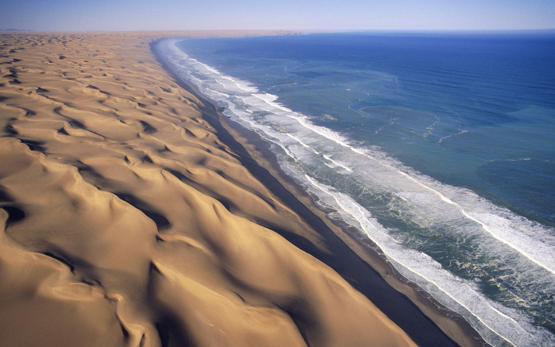 water, Landscapes, Waves, Sand, Dunes, Africa, Namib, Desert Wallpaper