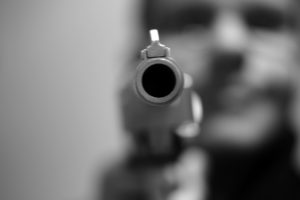 weapons, Guns, Pistol, Black, White, Photography, Barrel, Hole, Circle, Shape, Metal, Steel, Men, Male, Boy, People, Pov, Face, Eyes, Mood, Situation, Emotion, Angry, Violence