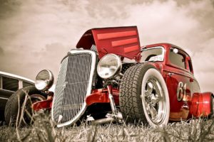 vehicles, Cars, Auto, Hdr, Hot, Rod, Rat, Classic, Retro, Old, Stance, Candy, Chrome, Wheels, Grill, Lights, Sky, Clouds