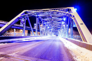 world, Roads, Architecture, Structure, Bridges, Steel, Metal, Night, Lights, Purple, Winter, Snow, Seasons