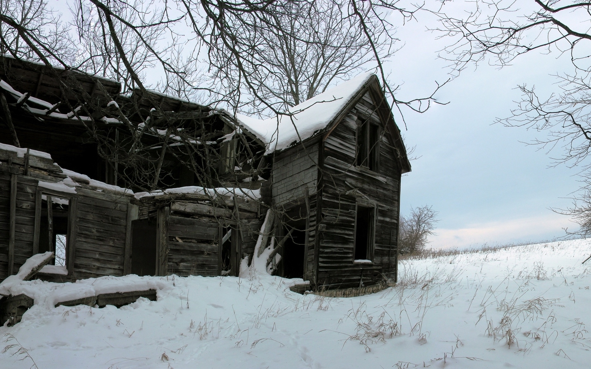 world, Architecture, Houses, Buildings, Decay, Ruin, Retro, Old, Wood, Window, Antique, Nature, Landscapes, Fields, Farm, Trees, Winter, Snow, Seasons Wallpaper