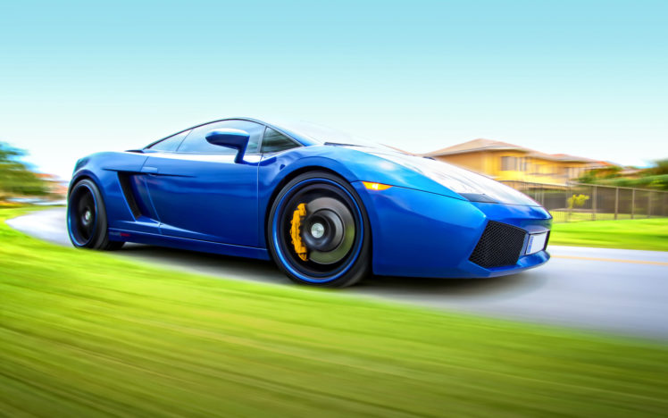 lamborghini, Vehicles, Cars, Auto, Supercar, Exotic, Blue, Motion, Wheels, Roads, Street HD Wallpaper Desktop Background