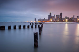 illinois, Chicago, World, Cities, Architecture, Buildings, Skyscraper, Window, Signs, Night, Lights, Post, Lakes, Water, Skyline, Cityscape, Reflection