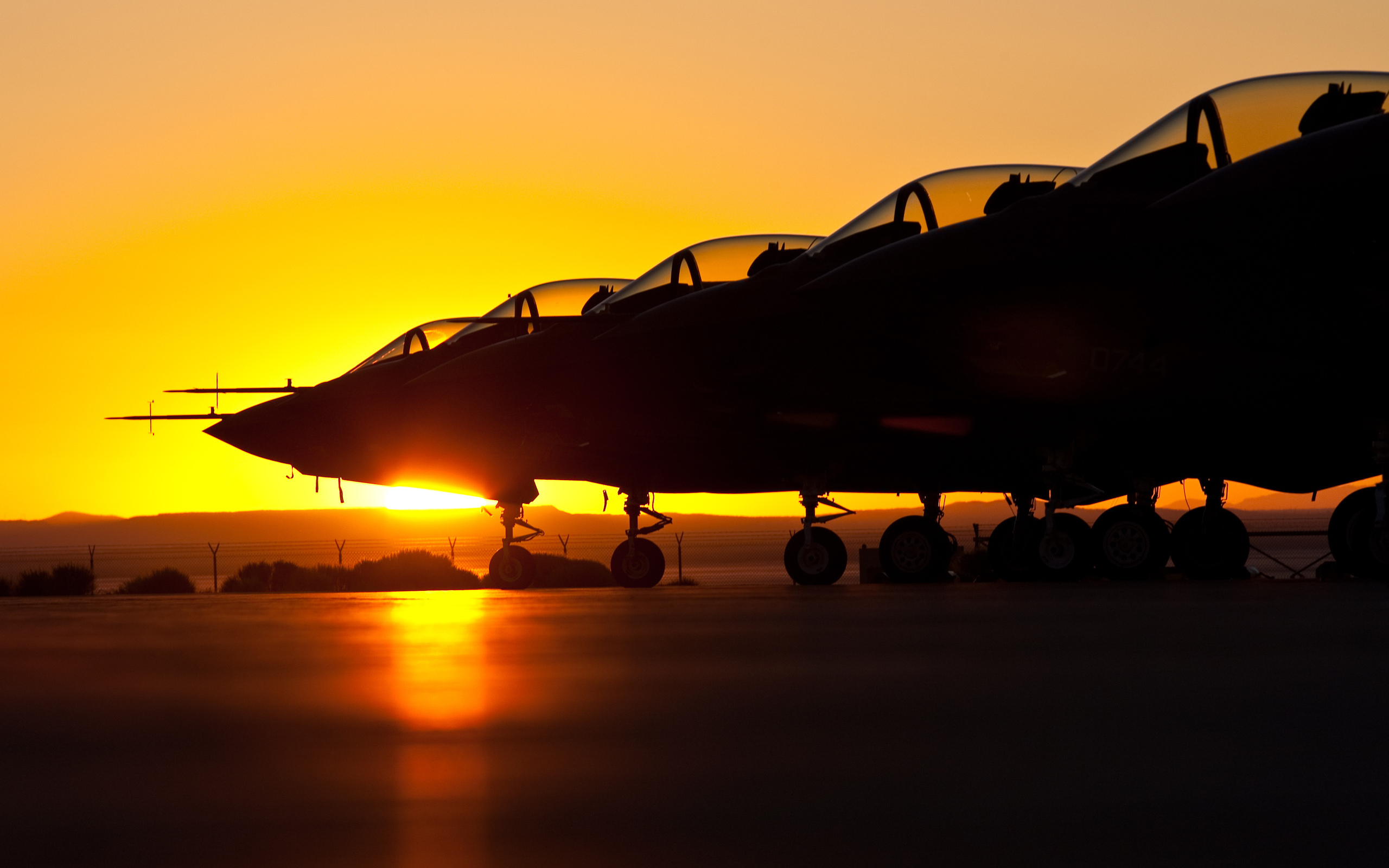 vehicles, Aircraft, Airplanes, Planes, Jet, Fighter, Weapons, Wheels, Canopy, Sunset, Sunrise, Sun, Color, Landscapes Wallpaper