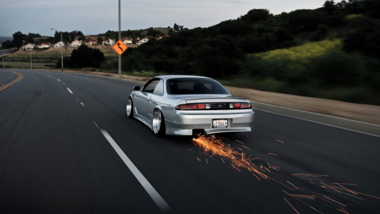 nissan, Vehicles, Cars, Auto, Tuning, Stance, Roads, Sparks, Fire, Low, Silver, Wheels HD Wallpaper Desktop Background