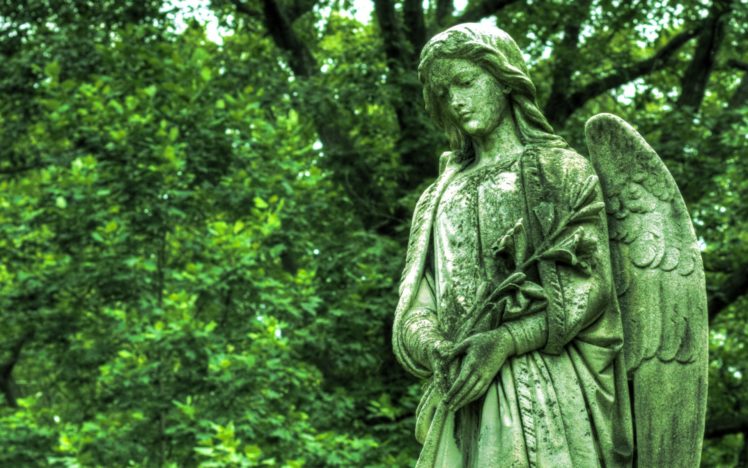 cemetery, Statue, Bronze, Angel, Wings, Grave, Green, Monument, Gothic, Religion HD Wallpaper Desktop Background