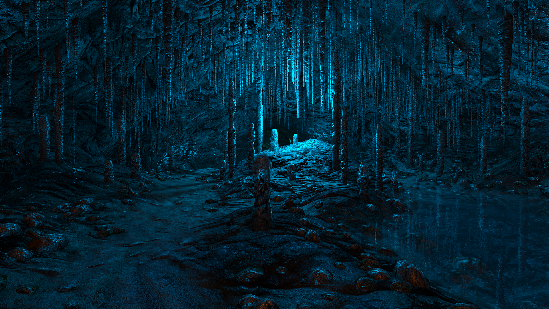 dear, Esther, Video, Games, Nature, Landscapes, Cavern, Caves, Stalagmite, Stalactite, Detailpsychedelic, Blue, Path, Trail, Rocks, Fantasy Wallpaper