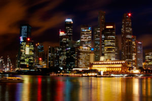 singapore, Port, Harbor, Bay, Sound, Water, Reflection, Hdr, World, Cities, Architecture, Buildings, Skyscrapers, Skyline, Cityscape, Scapes, Night, Lights, Window, Sign, Neon, Color