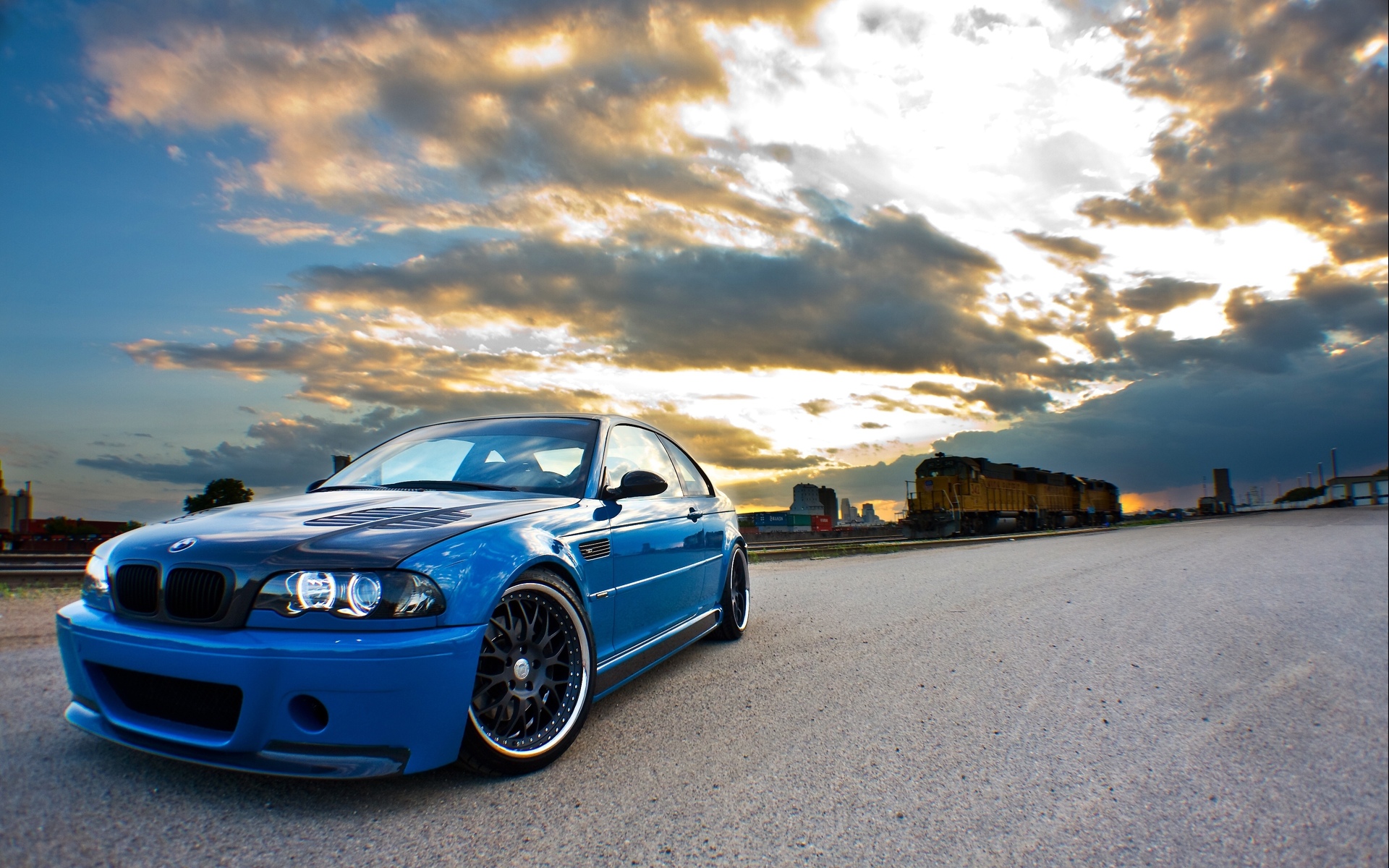 bmw, Vehicles, Cars, Auto, Tuning, Stance, Blue, Locomotive, Engine, Trains, Railroad Wallpaper