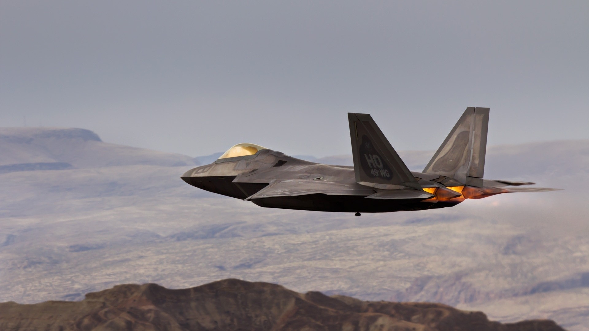f 22, Vehicles, Aircraft, Airplane, Plane, Weapon, Military, Air, Force, Flight, Mountains, Landscape Wallpaper