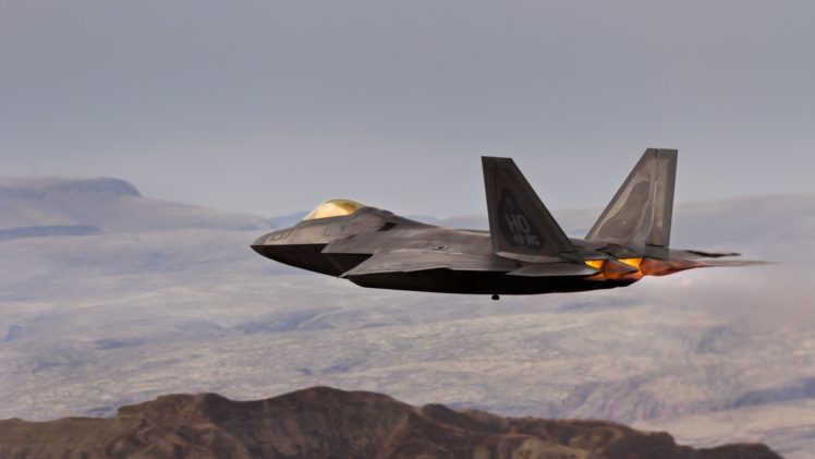 f 22, Vehicles, Aircraft, Airplane, Plane, Weapon, Military, Air, Force, Flight, Mountains, Landscape HD Wallpaper Desktop Background