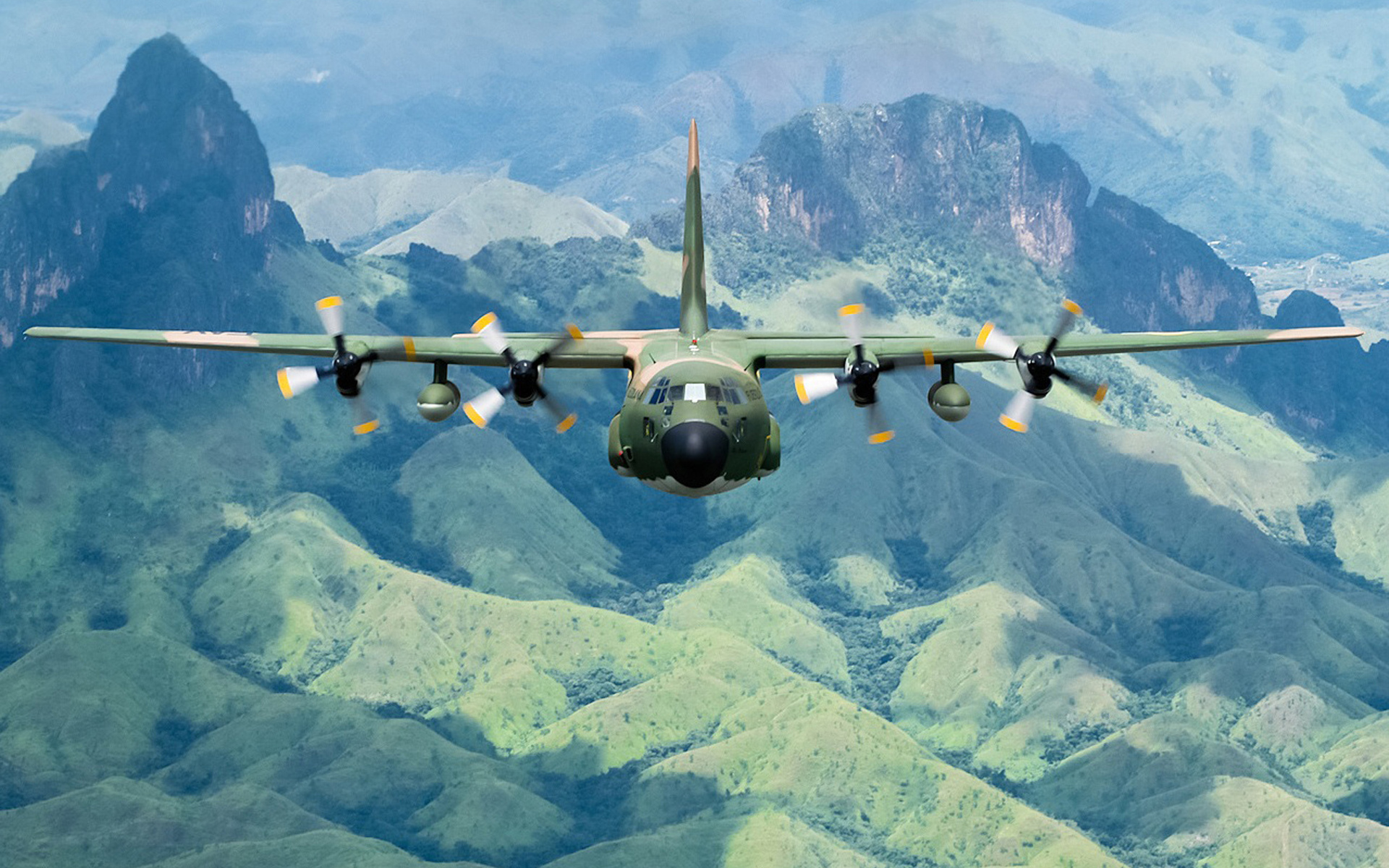 c 130h, Military, Transpo, Wings, Mountains, Landscapes, Airplane, Plane Wallpaper