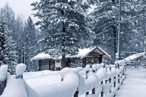 world, Architecture, Buildings, Houses, Cabin, Fence, Roads, Path, Trail, Nature, Landscapes, Trees, Forest, Winter, Snow, Seasons, White, Bright