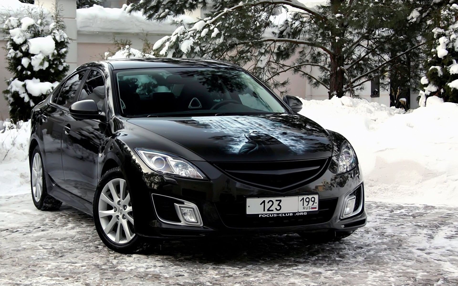 winter, Snow, Black, Cars, Mazda, Vehicles, Mazda, 6, Mazda, Atenza, Front, Angle, View Wallpaper