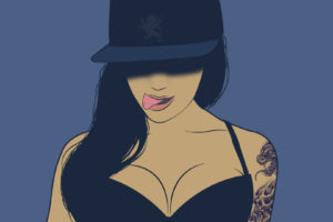 music, Hip, Hop, Urban, Tattoo, Hat, Style, Boobs, Cleavage, Sexy, Sensual, Women, Females, Girls, Babes, Abstract, Vector, Mood