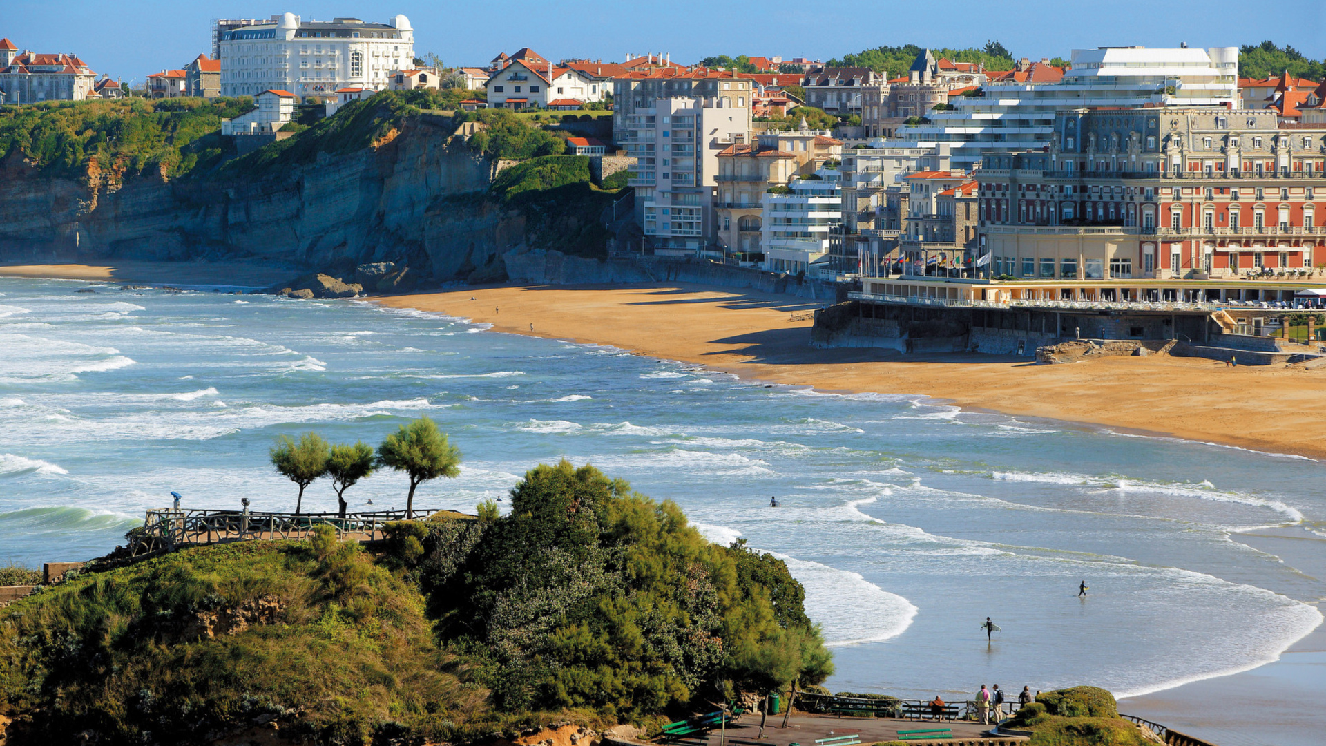 biarritz, Basque, Country, France, World, Cities, Architecture, Buildings, Resort, Nature, Beaches, Ocean, Sea, Harbor, Waves, Surf, Trees, Vacation, Travel Wallpaper