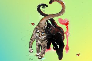 paintings, Love, Cats, Animals, Hearts, Water, Colors