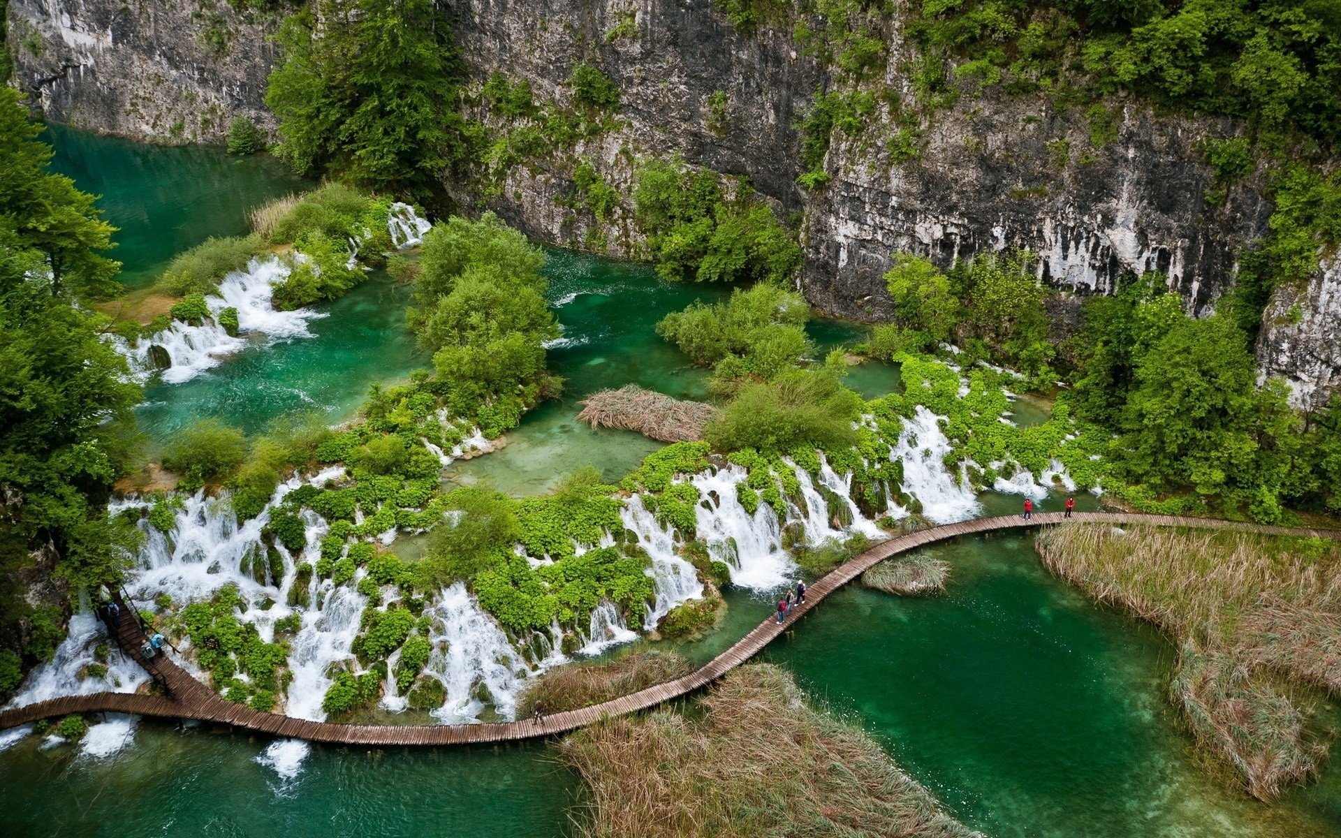 waterfall, Path, Trail, Rivers, People Wallpaper