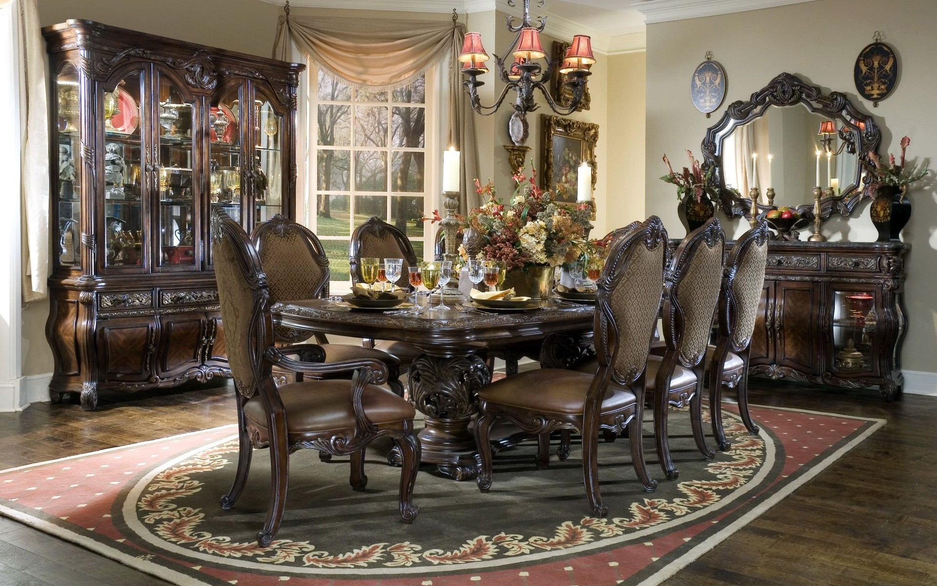 chandeliers, Interior, Design, Furniture, Dining, Rooms, Mirror Wallpaper
