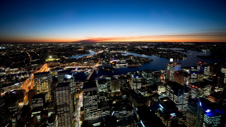 cityscapes, Night, Buildings, Sydney, Australia HD Wallpaper Desktop Background